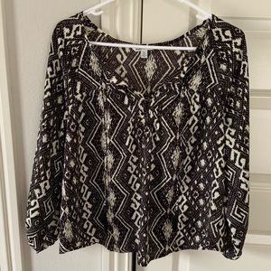 AMERICAN EAGLE Brown & Cream Peasant Top Size M